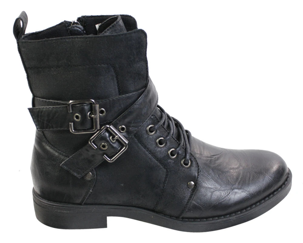 Men's Black Brown Leather Ankle Boots With Buckle – TruClothing