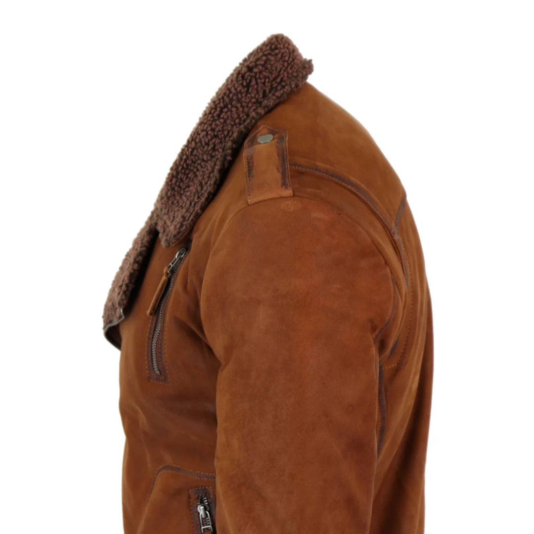 Mens fleece 2025 lined suede jacket