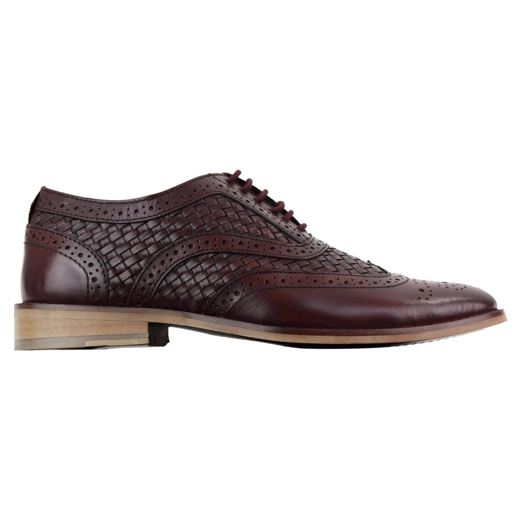 Mens Real Full Leather British Brogues Maroon Brown Black Smart Casual Retro-TruClothing