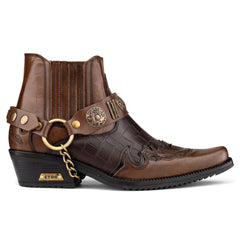 Mens Real Leather Cowboy Boots with Cuban Heel-TruClothing