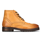Mens Real Leather Laced Platform Brogue Military Boots Punk Rock Black Tan-TruClothing