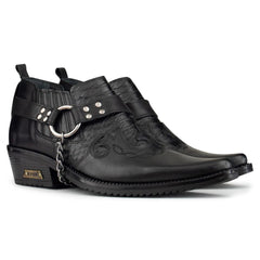 Mens Real Leather Riding Shoes with Chain-TruClothing