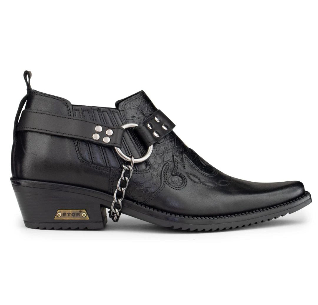 Mens Real Leather Riding Shoes with Chain-TruClothing