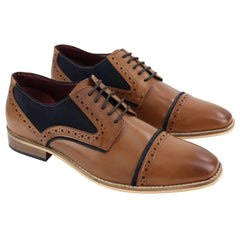 Mens Real Leather Suede Brogues Derby Oxford Shoes Classic British Smart Casual-TruClothing