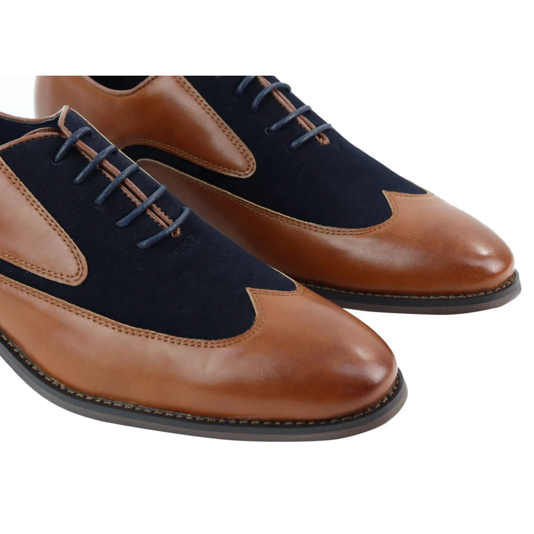 Mens Real Leather Suede Italian Brogues Laced Smart Casual Retro Vintage-TruClothing