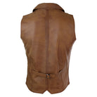 Mens Real Leather Tan Brown Black Smart Casual Gilet Waistcoat Vintage Retro-TruClothing
