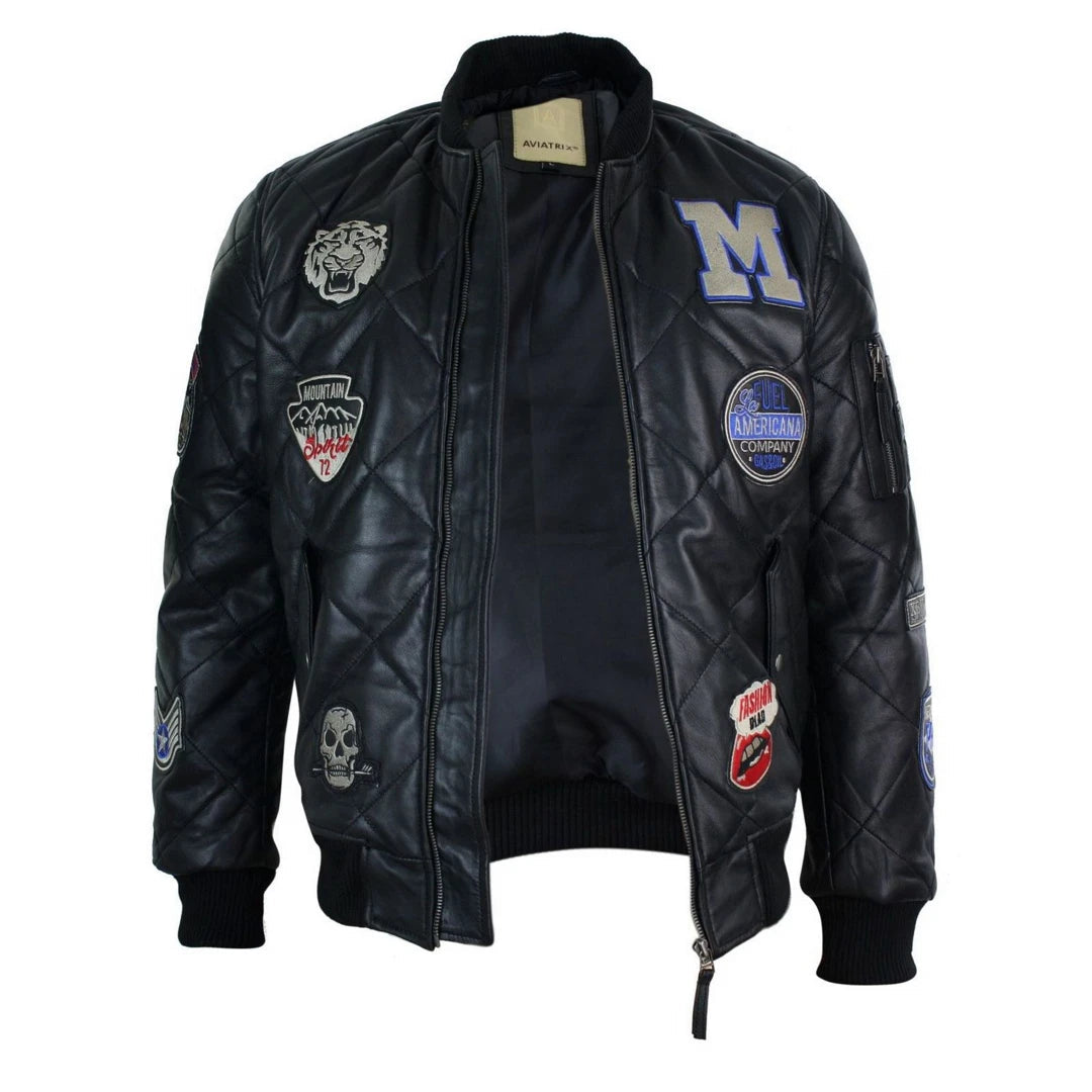Men's leather baseball jacket hotsell