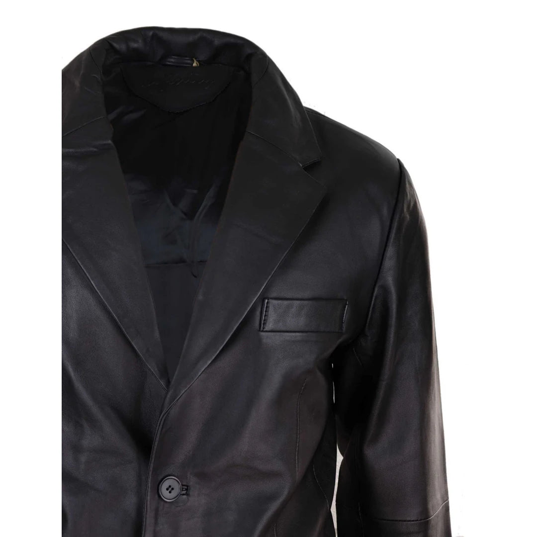 Mens Regular Fit Classic Genuine Leather 2 Button Blazer Jacket Vintage-TruClothing