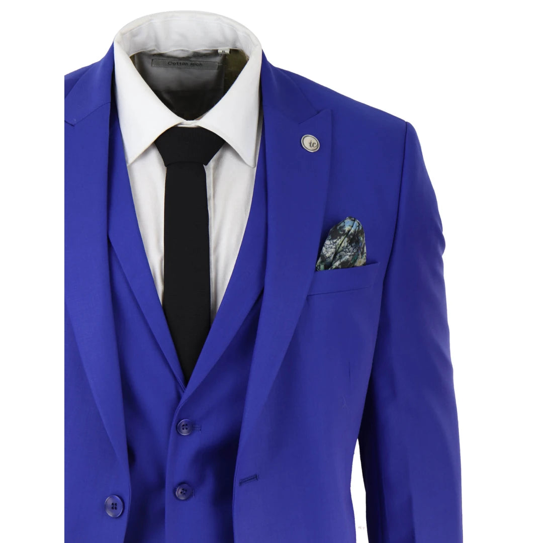 Mens Royal Blue Tailored Fit Suit-TruClothing
