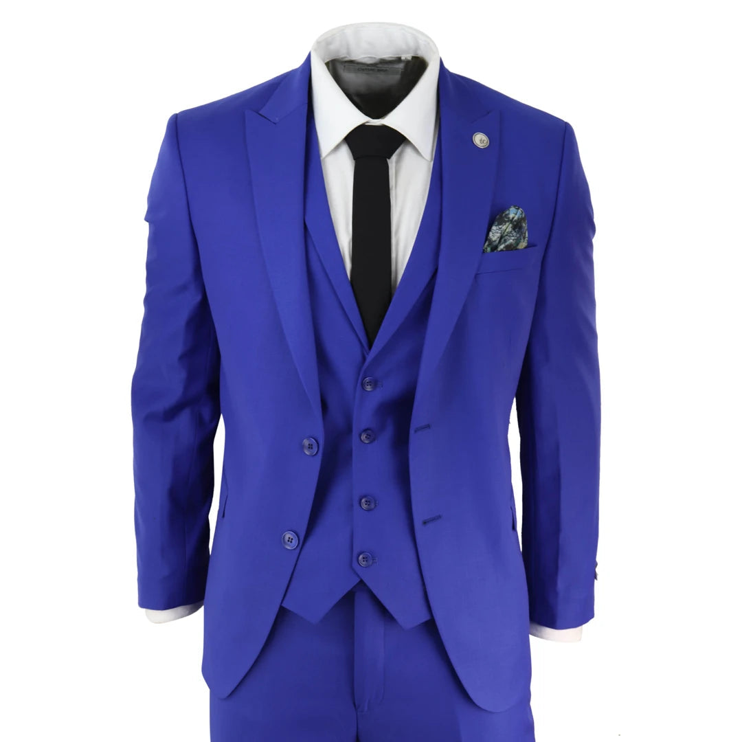 Mens Royal Blue Tailored Fit Suit-TruClothing