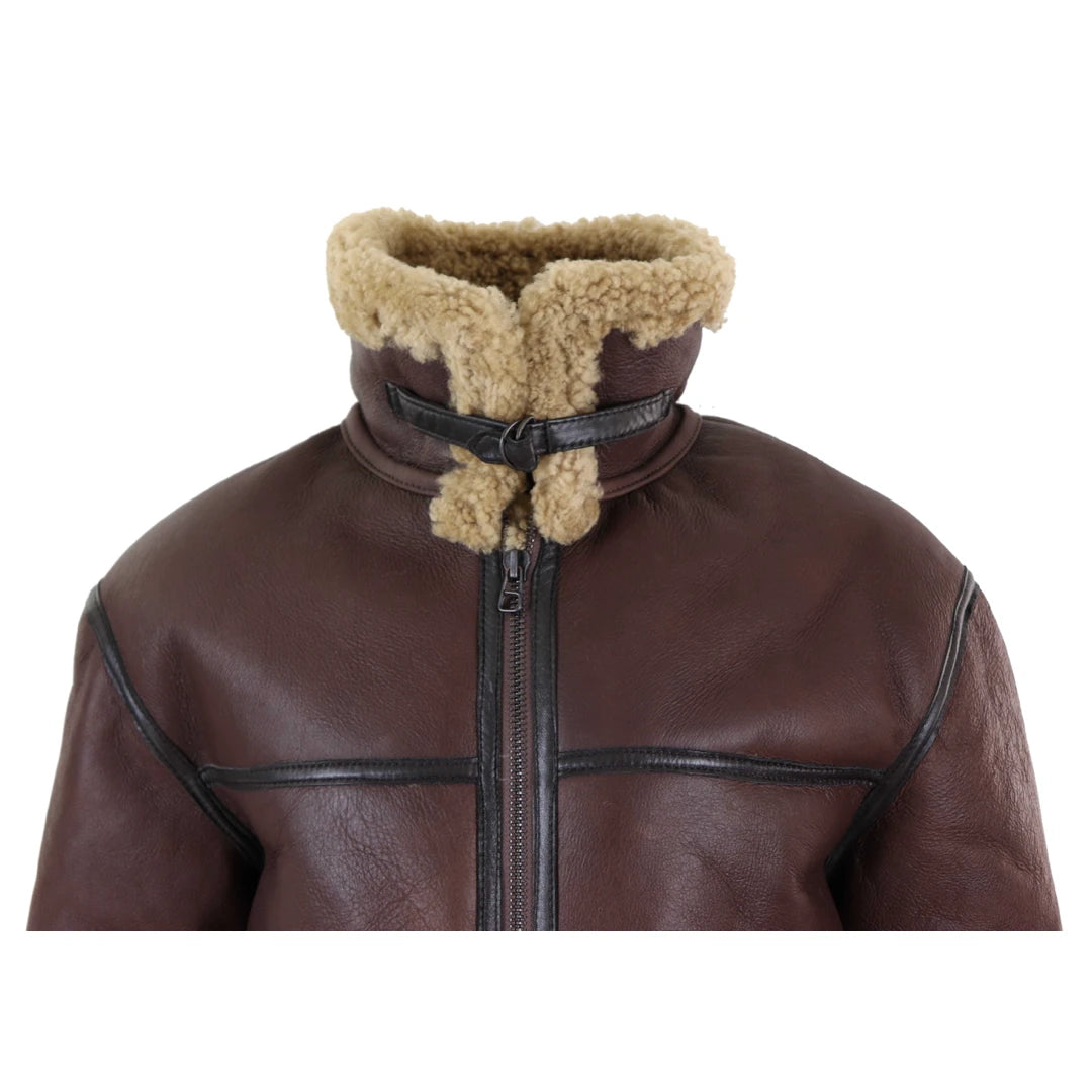 Men's Shearling Leather Jacket Light Brown B3 Jacket (XS, Brown) :  : Clothing, Shoes & Accessories