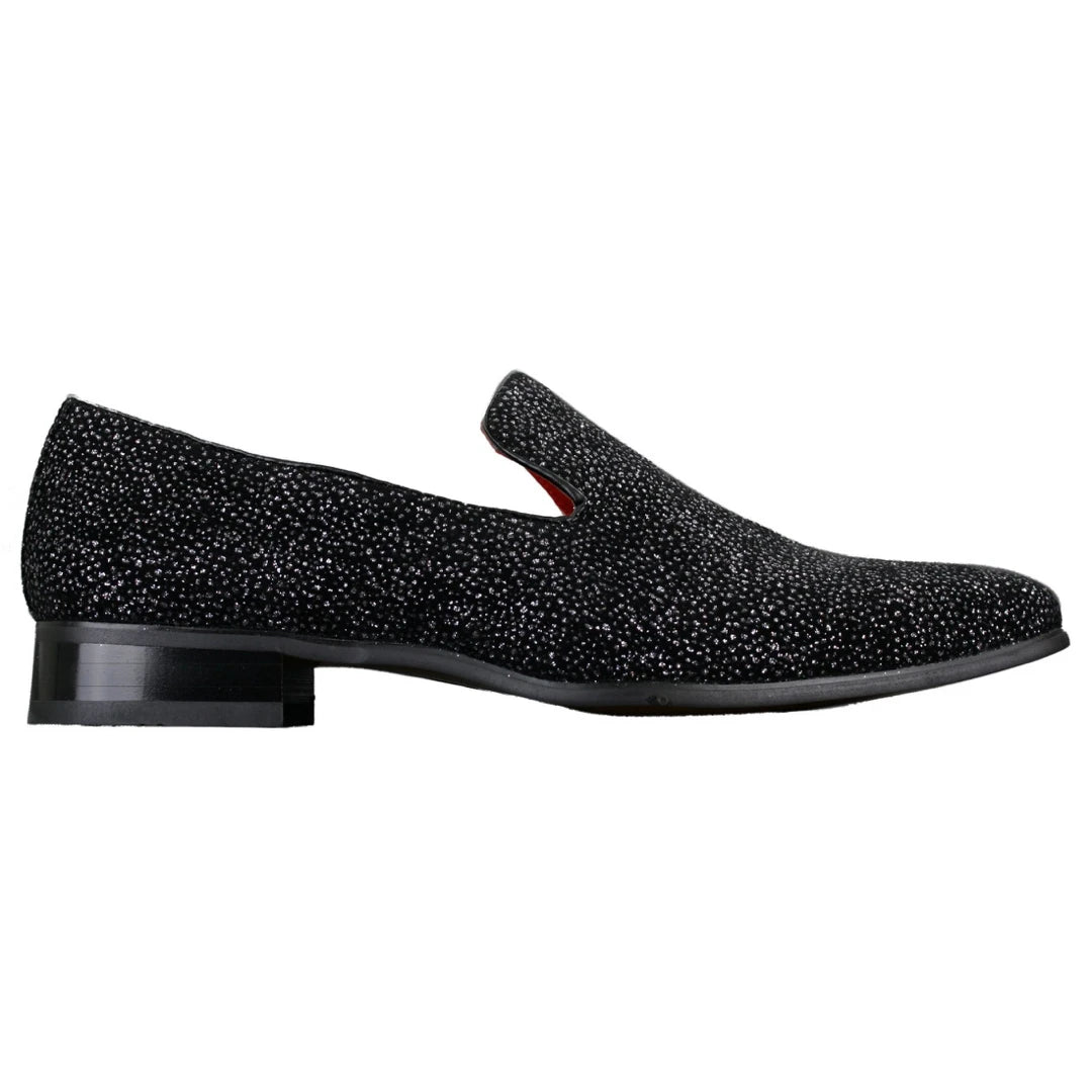 Mens Shiny Glitter Black White Party Smart Formal Slip On Loafers Leather Shoes-TruClothing
