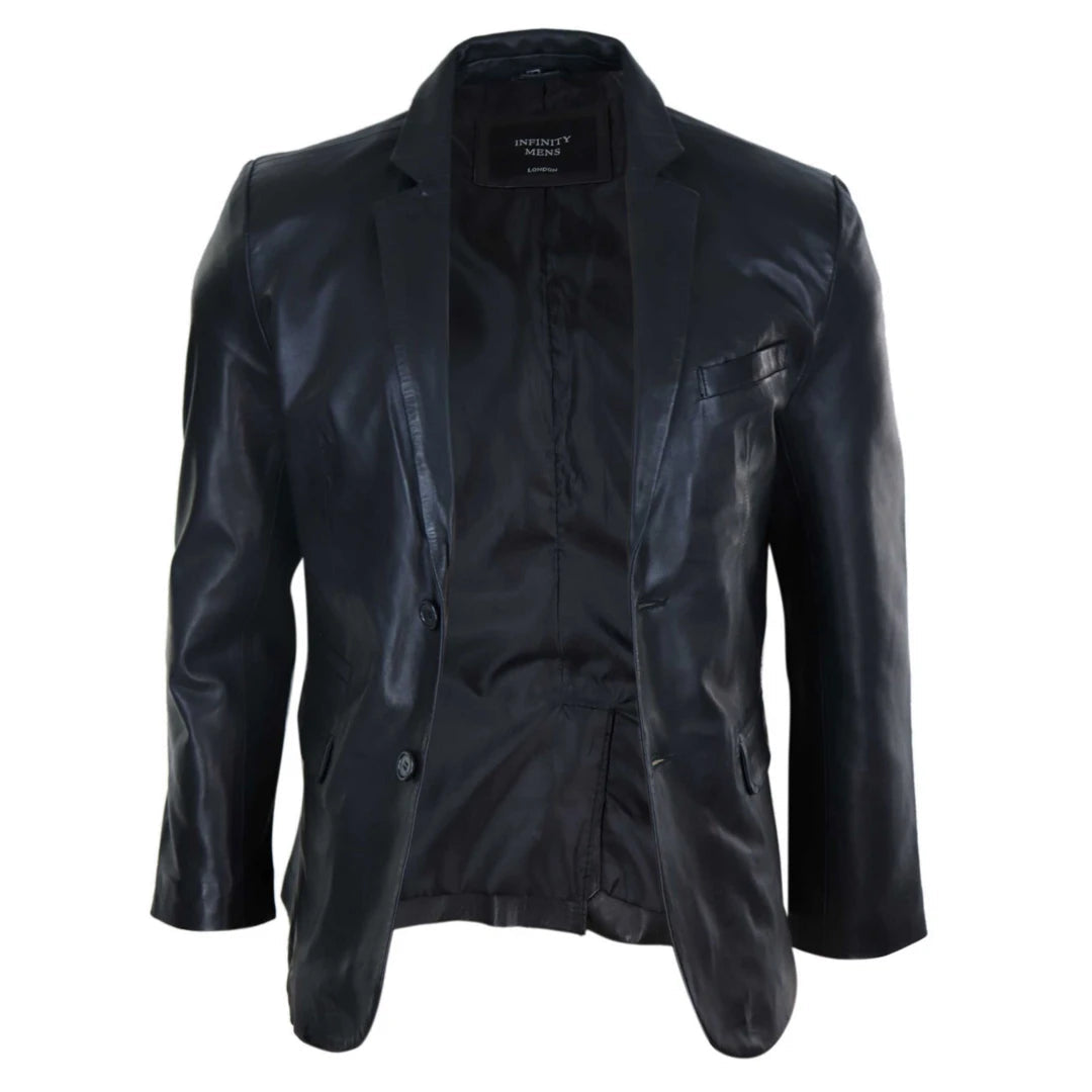 Mens slim fit black jacket discount