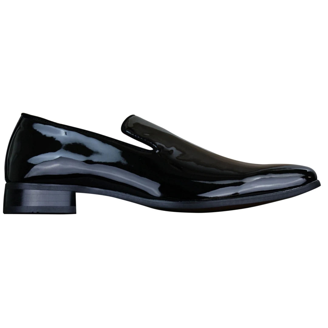 Glanzende Lack Loafers fur Herren aus Leder WeiB und Schwarz TruClothing