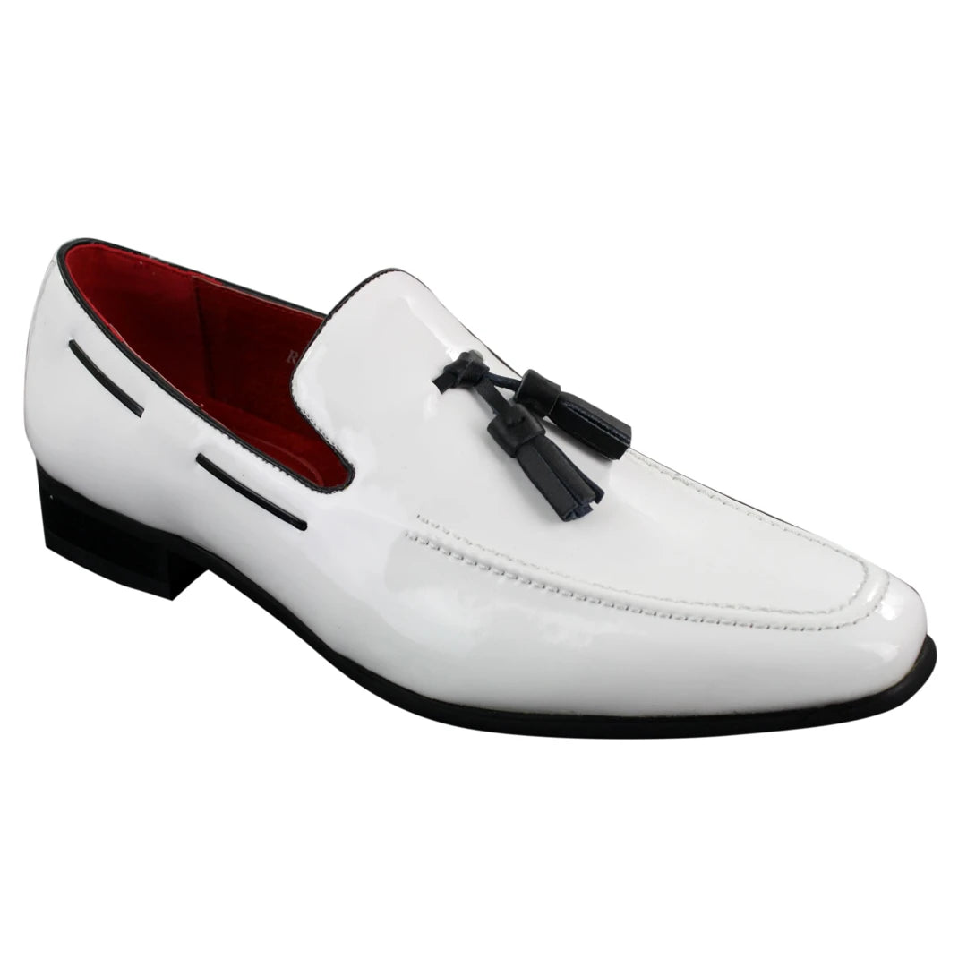 Mens Slip On Patent Shiny Tassle Driving Loafers Shoes Leather Smart Casual-TruClothing