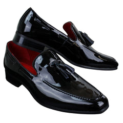 Mens Slip On Patent Shiny Tassle Driving Loafers Shoes Leather Smart Casual-TruClothing
