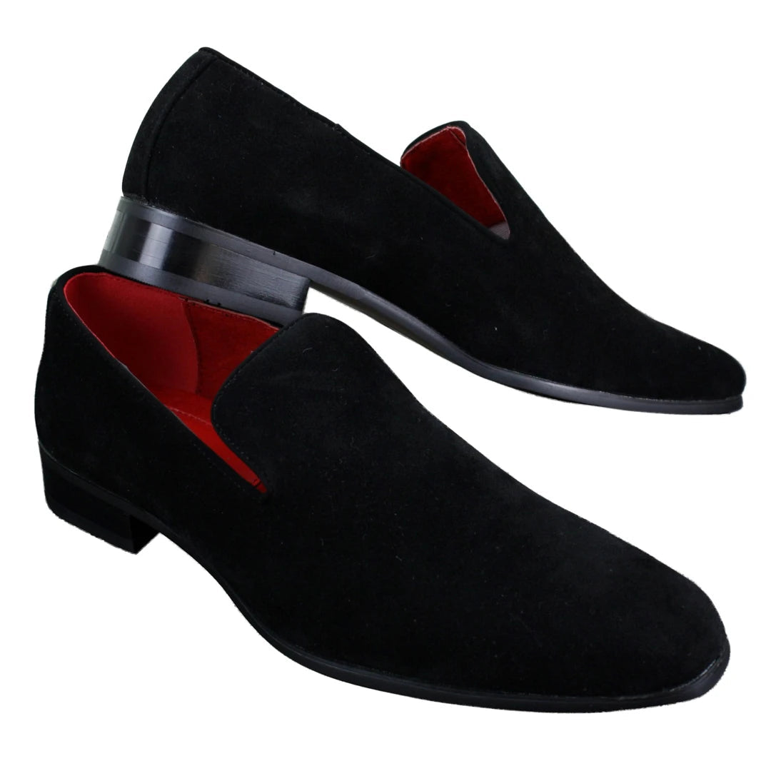 Mens Slip On Suede Driving Loafers Shoes Leather Smart Casual Red Blue Black-TruClothing