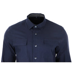 Mens Smart Casual Over Shirt Grey Navy Relaxed Fit Classic Button Down Pockets-TruClothing