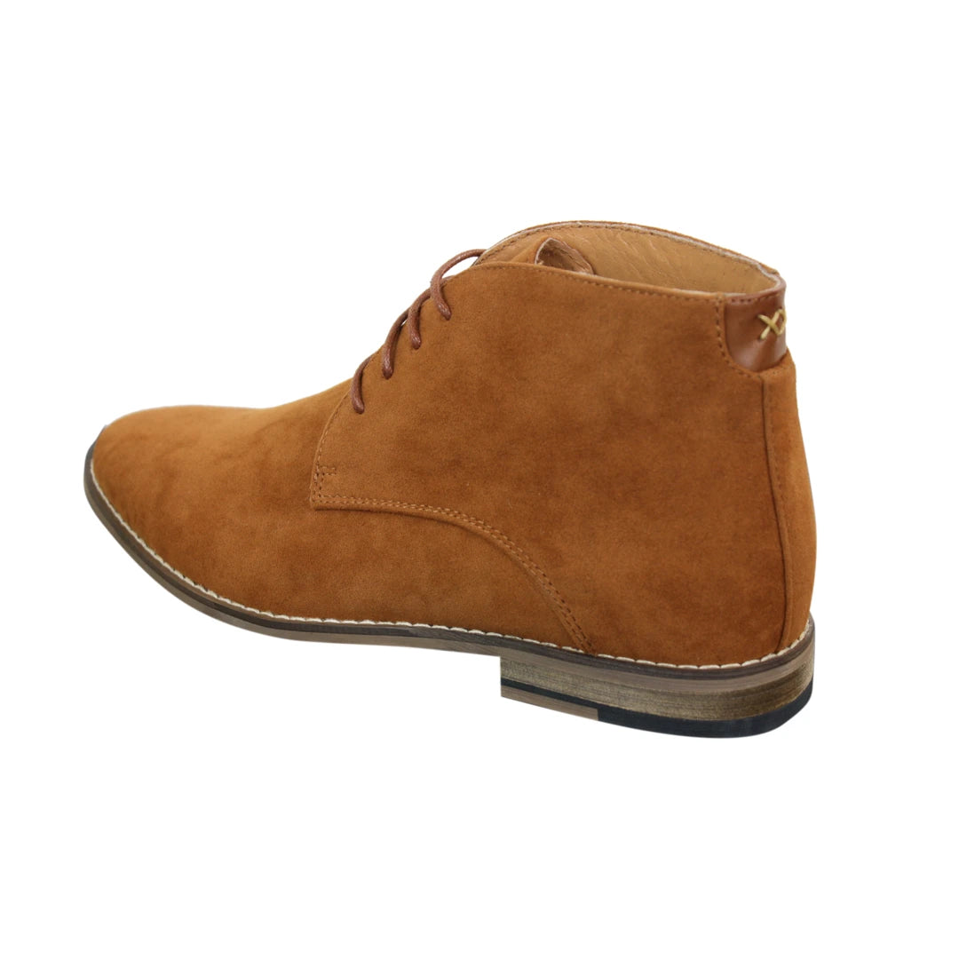 Mens Suede Ankle Boots Chelsea Laced Real Leather Lined Italian Design Smart Casual-TruClothing