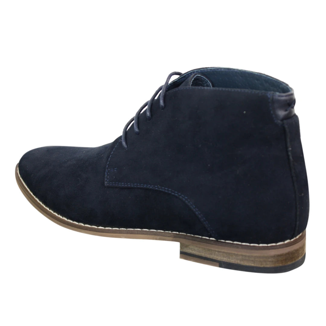 Mens Suede Ankle Boots Chelsea Laced Real Leather Lined Italian Design Smart Casual-TruClothing