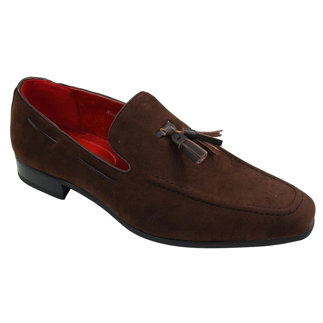 Mens Suede Loafers Driving Shoes Slip On Tassle Design Leather Smart Casual-TruClothing