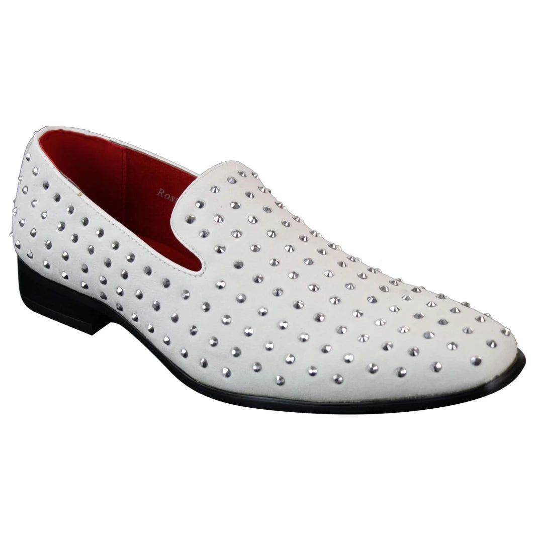 Men s Suede Slip On Loafers With Stud Spikes