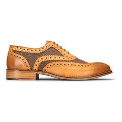 Mens Tan Tweed Olive Leather Gatsby Shoes Vintage Wedding Office Classic-TruClothing