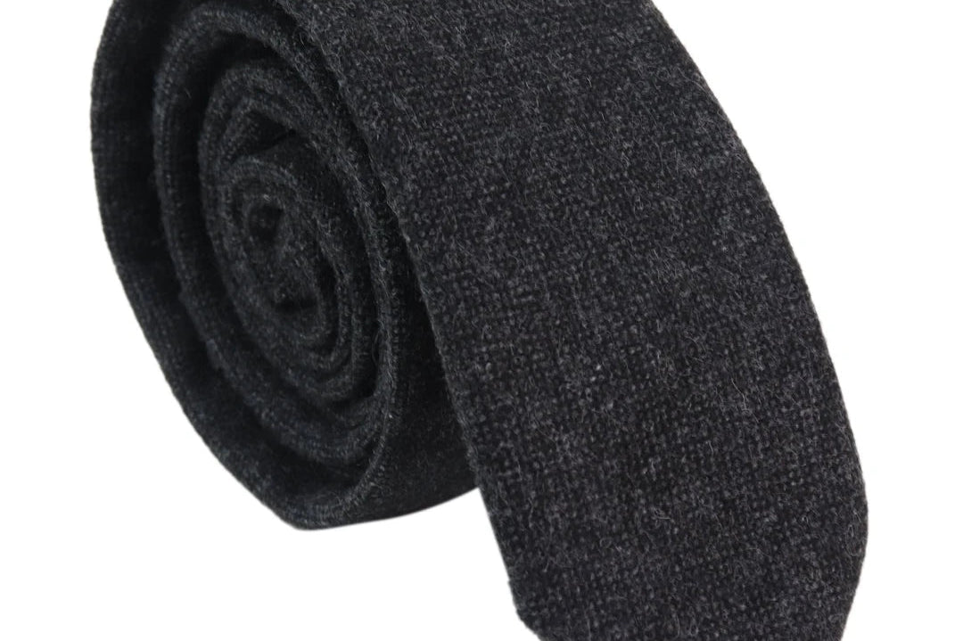 Mens Tie and Hankie Set - Black Tweed STZ22, One Size-TruClothing