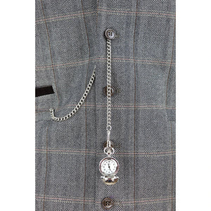 Connall - Men's Herringbone Tweed Check Waistcoat Pocket Watch Blinders-TruClothing
