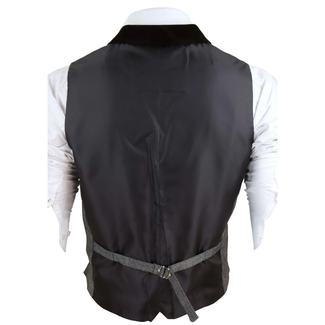 Cavani Connall Chaleco a Cuadros Azul Marino con Reloj de Bolsillo Hombre TruClothing