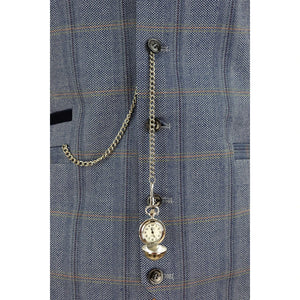 Connall - Men's Herringbone Tweed Check Waistcoat Pocket Watch Blinders-TruClothing