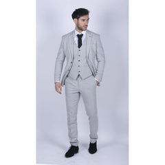 Mens Tweed Light Grey 3 Piece Suit Tailored Fit Classic Vintage 1920s Wedding-TruClothing