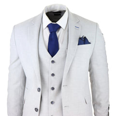 Mens Tweed Light Grey 3 Piece Suit Tailored Fit Classic Vintage 1920s Wedding-TruClothing