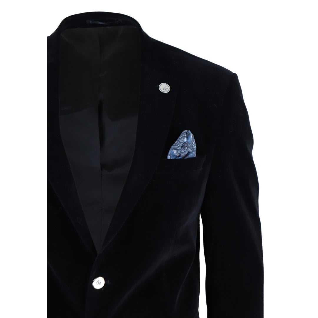 Men Velvet Blazer Jacket 2 Button Dinner Formal TruClothing