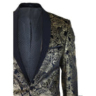 Mens Velvet Paisley Floral Blazer Black Gold Silver Tuxedo Jacket Dinner Suit Tux-TruClothing