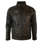 Mens Vintage Antique Brown Biker Style Real Leather Jacket Retro Casual Design-TruClothing