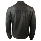 Mens Vintage Brown Leather Racer Badge Biker Jacket Washed Distressed Slim Fit-TruClothing