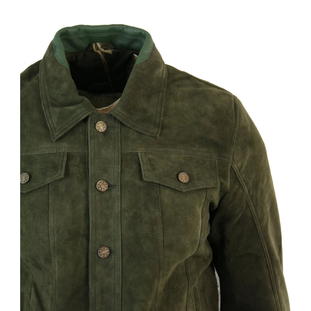 Men s Vintage Denim Retro Suede Leather Jacket Infinity