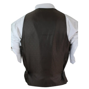 Gilet homme vintage tweed carreaux chevrons marron beige gris coupe cintrée - Marron clair - Marc Darcy - 3