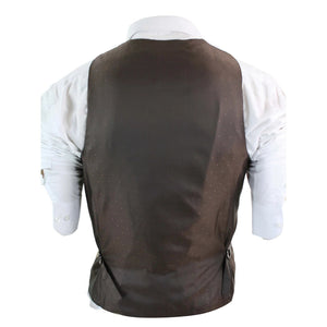 Gilet homme vintage tweed carreaux chevrons marron beige gris coupe cintrée - Chêne - Marc Darcy - 9
