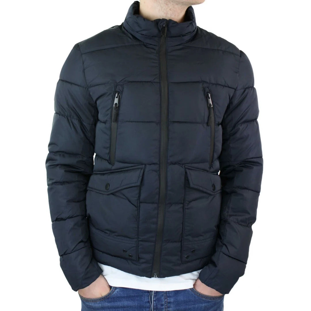 Mens Warm Winter Puffer Jacket with Removable Fur Hood - M373-TruClothing