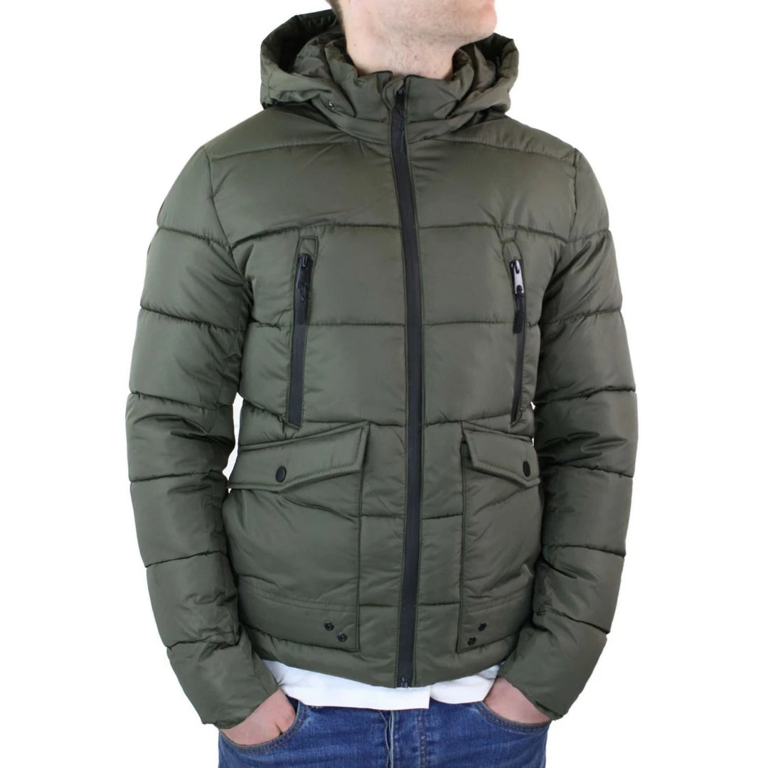 Mens Warm Winter Puffer Jacket with Removable Fur Hood - M373-TruClothing