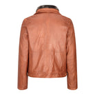 Mens Washed Rust Tan Brown Removable Fur Collar Leather Jacket Slim Fit Zipped-TruClothing