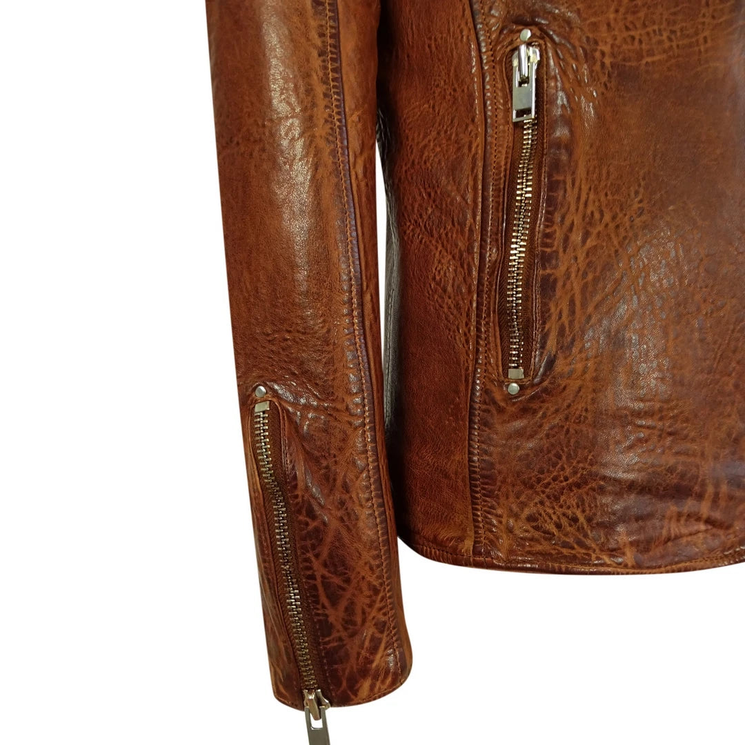 Men's Washed Vintage leather Jacket-TruClothing