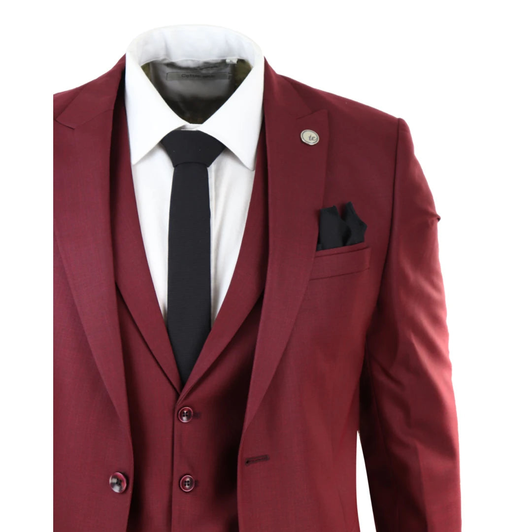 Men's Red Fashion Formal 2 Piece Suit Slim Fit Wedding Party Wear Suit -   Norway