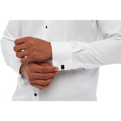 Mens Wing Collar Shirt Tuxedo White Double Cuff Dinner Classic-TruClothing