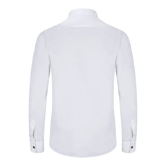 Mens Wing Collar White Shirt Pleated Tuxedo Double Cuff Slim Fit Satin Cotton-TruClothing