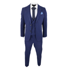 Mens Wool 3 Piece Blue Suit Double Breasted Waistcoat Wedding Party Vintage 1920s-TruClothing