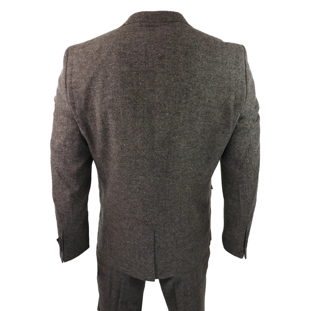 Mens Wool 3 Piece Suit Double Breast Waistcoat Tweed Blinders Classic 1920s Oak-TruClothing
