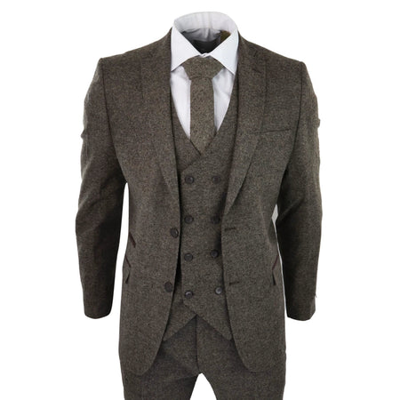Abito 3 Pezzi In Tweed Per Uomo - Stile Classico Blinders, Nero, Taglia 50 - Fatto Su Misura - copertina